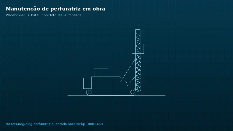 Técnico avaliando perfuratriz parada em obra