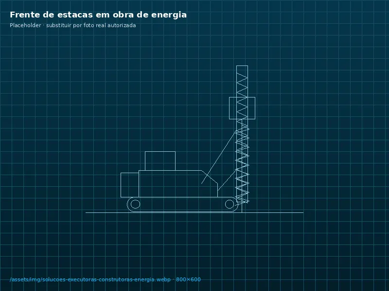 Frente de estacas em obra de energia no interior